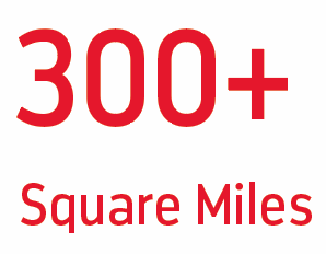 300+ square miles