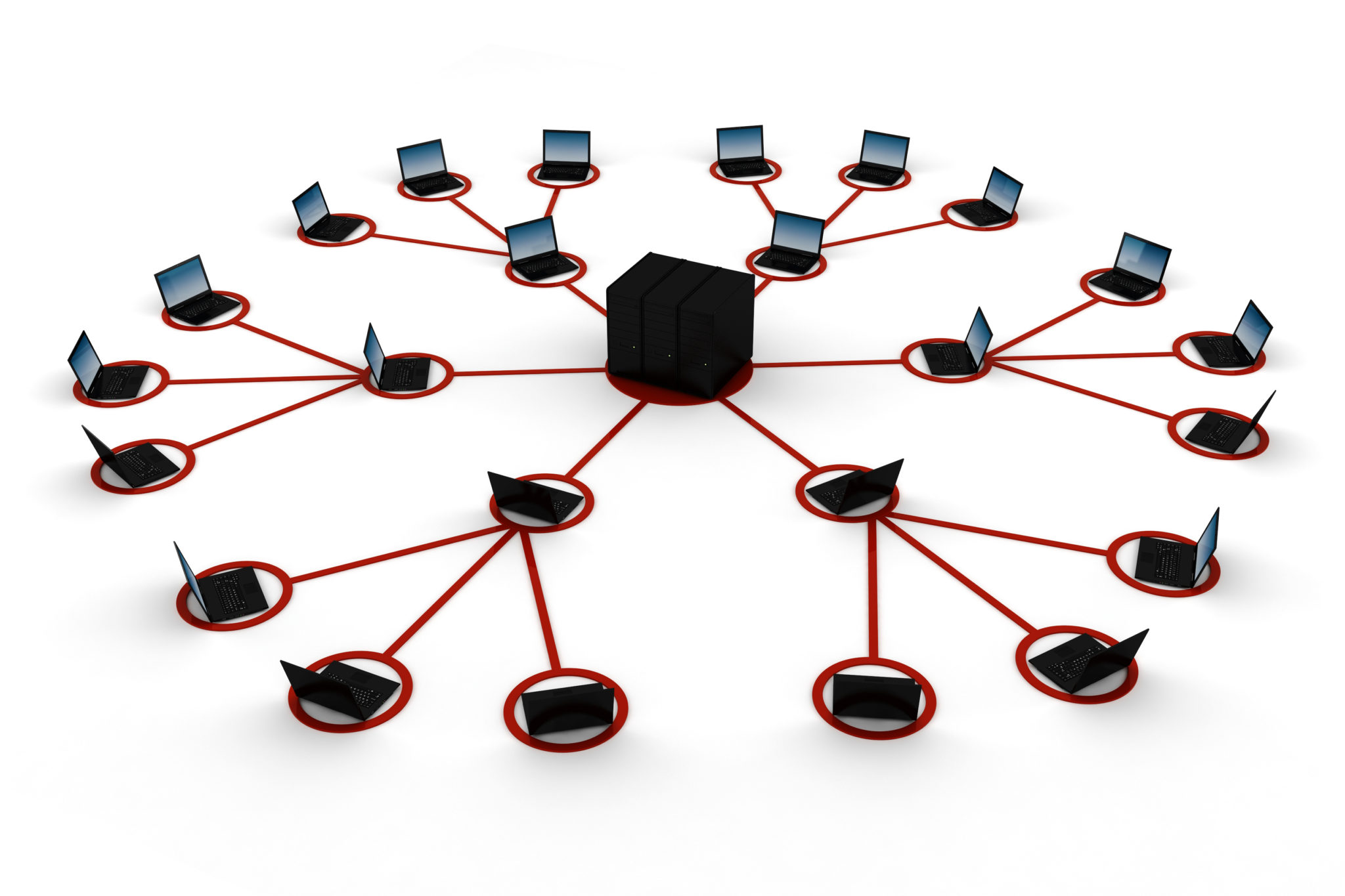 Conceptual image of a server delivering content to a global network of computers