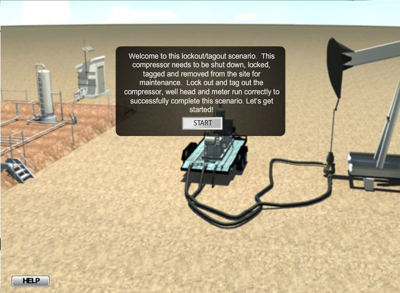 Screen shot of SafetySkills oil and gas lockout/tagout simulation