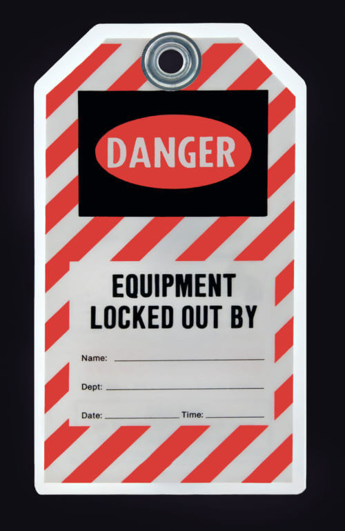 Tag warning that equipment has been locked out