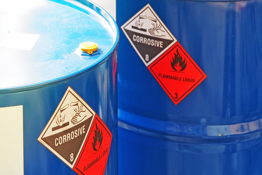 Corrosive and flammable symbols