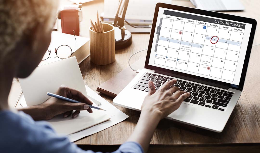 Employee Viewing Digital Calendar