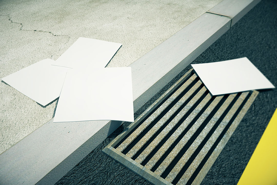 White papers on city pavement