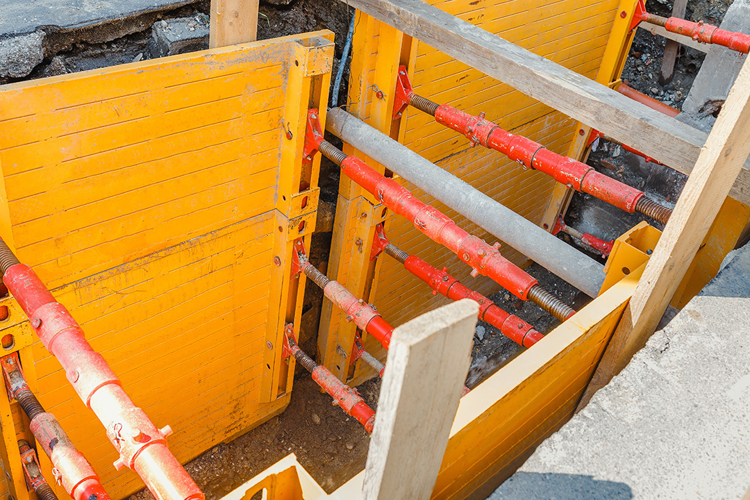 Shoring to protect trench workers