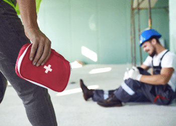 First aid response to injured construction worker