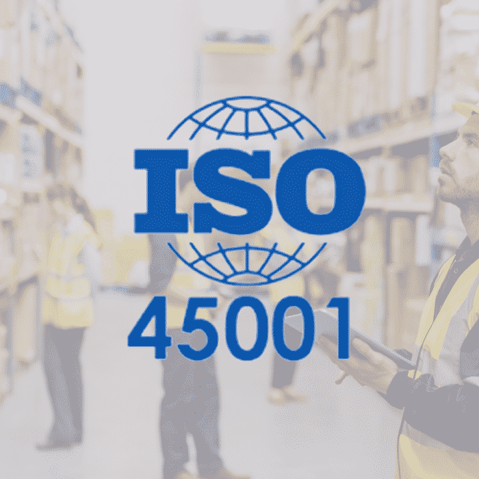 man in warehouse on ipad ISO 45001