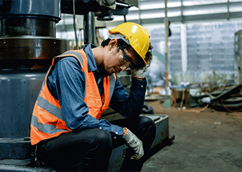 construction employee stressed in the workplace